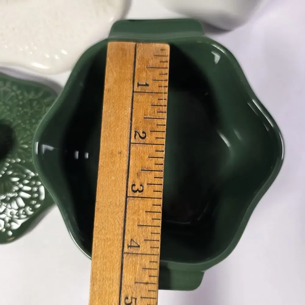 Pioneer Woman White/Green Snowflake Mini Cocotte with Lid 2-Piece Set
